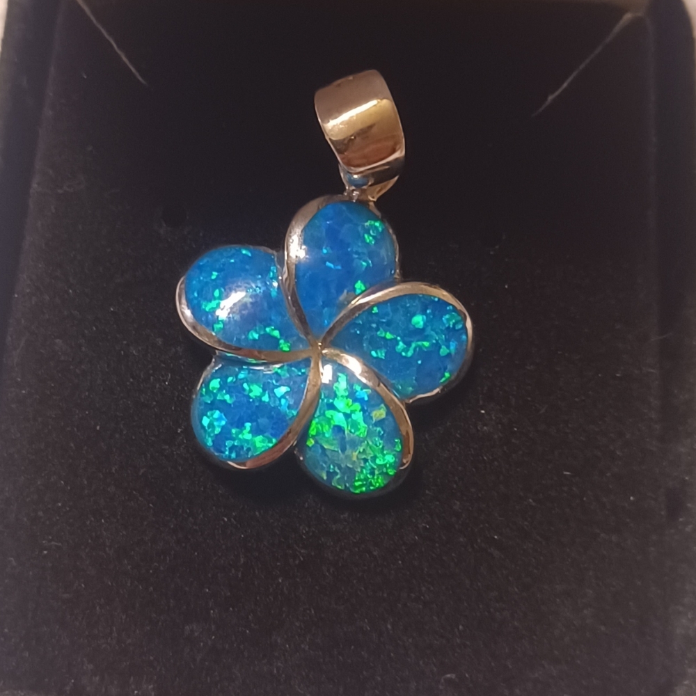 Blue and Green Flower Pendant Charm